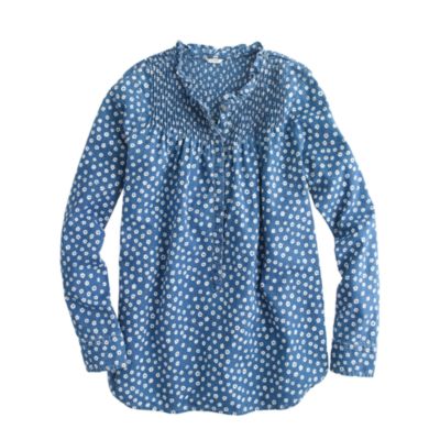 Ruffled popover in luau indigo floral