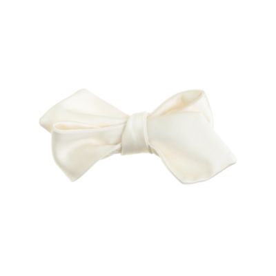 point bow tie in white satin