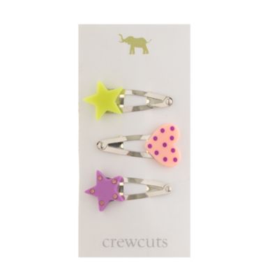 Girls' hearts and stars clip three-pack