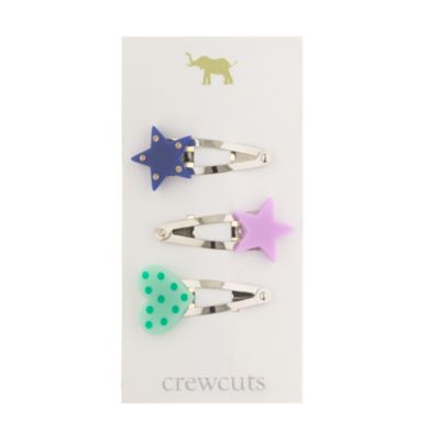 Girls' hearts and stars clip three-pack