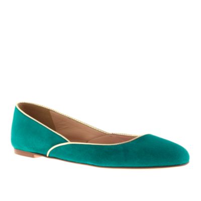 Piped suede ballet flats