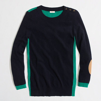 Factory colorblock elbow-patch sweater