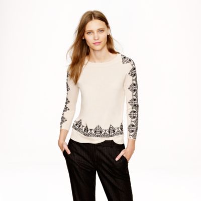 Merino embroidered-lace sweater