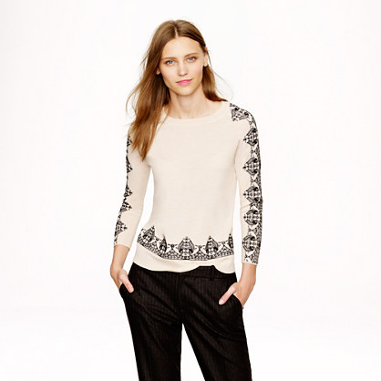 Merino embroidered-lace sweater