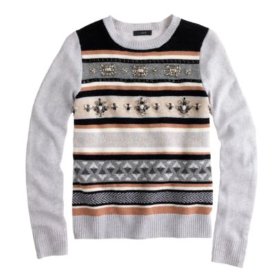 Jeweled Fair Isle stripe sweater