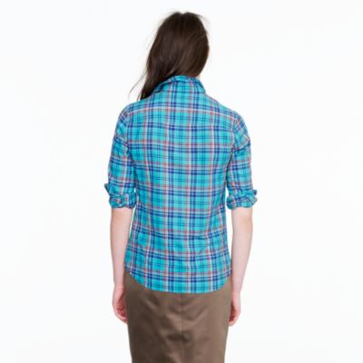 Boy shirt in turquoise plaid