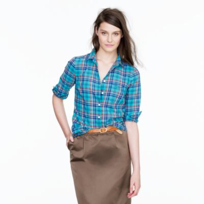 Boy shirt in turquoise plaid