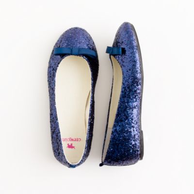 Factory girls' glitter bow ballet flats