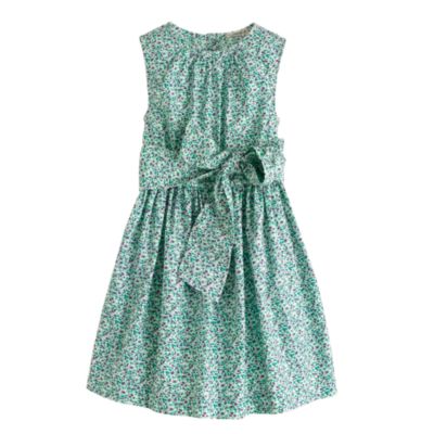 Girls' organdy bow dress in scattered floral