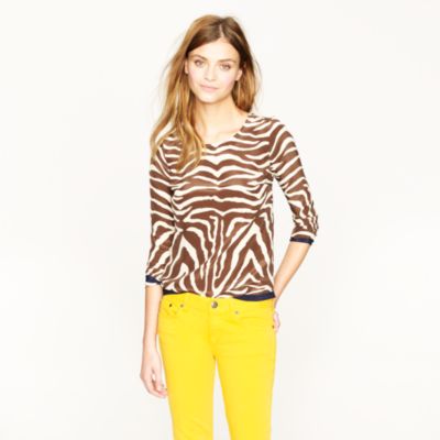 Scoopneck silk top in zebra