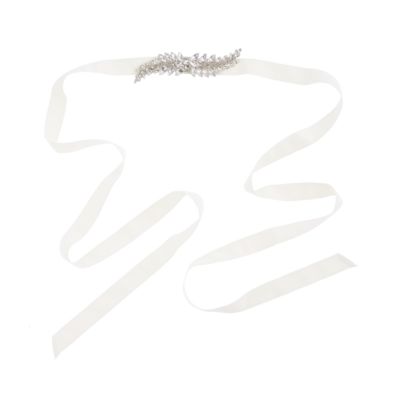 Jeweled feathers grosgrain sash