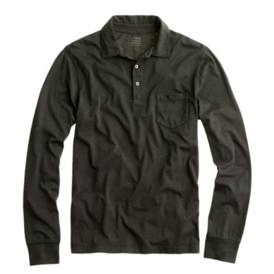 Tall broken-in long-sleeve pocket polo