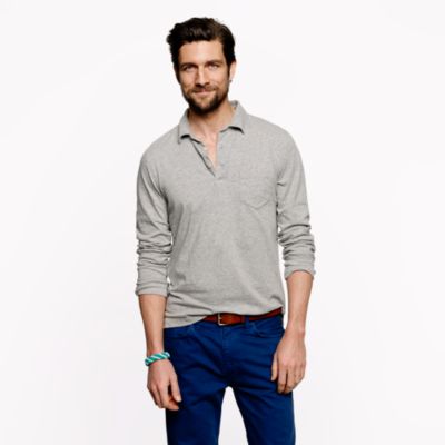 Broken-in long-sleeve pocket polo