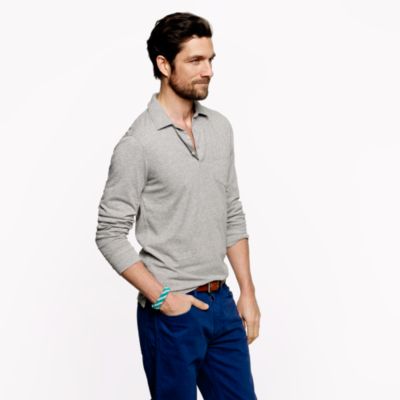 Broken-in long-sleeve pocket polo