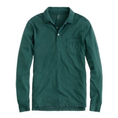 Tall broken-in long-sleeve pocket polo