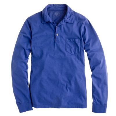 Broken-in long-sleeve pocket polo