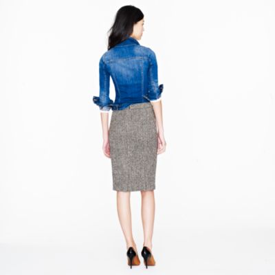 Collection No. 2 pencil skirt in beaded herringbone wool