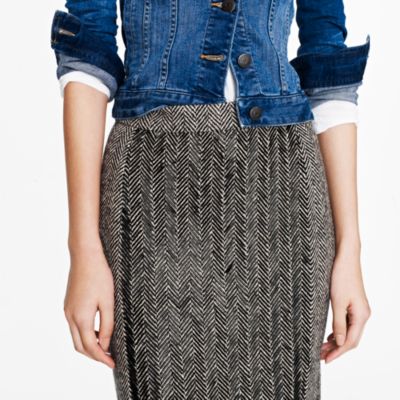 Collection No. 2 pencil skirt in beaded herringbone wool