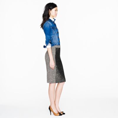 Collection No. 2 pencil skirt in beaded herringbone wool