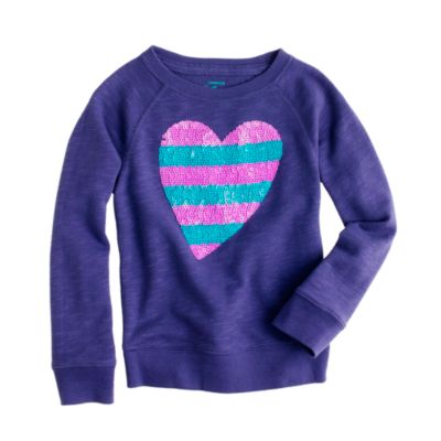 Girls' sequin heart sweatshirt
