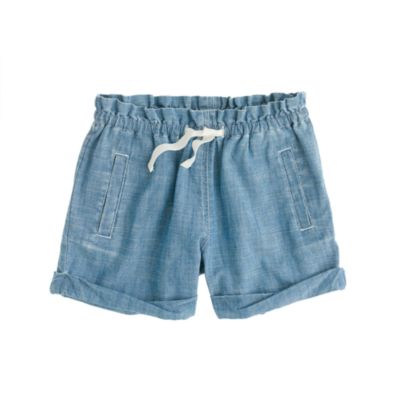 Girls' drawstring chambray short
