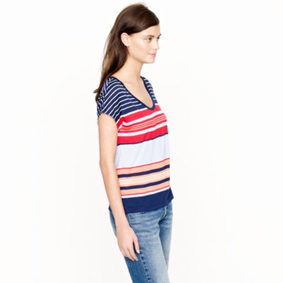 Multistripe dolman-sleeve tee