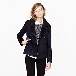 Collection leather-trim peacoat