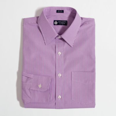 Factory point-collar dress shirt in small gingham