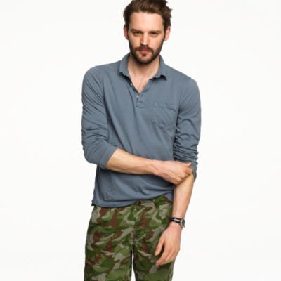 Tall broken-in long-sleeve pocket polo