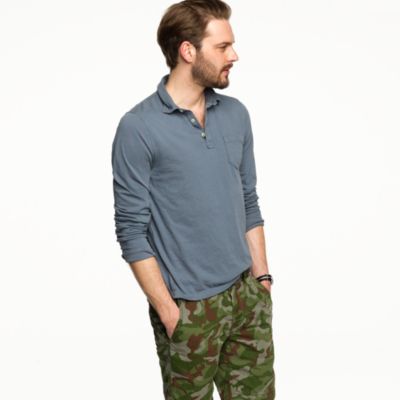 Broken-in long-sleeve pocket polo