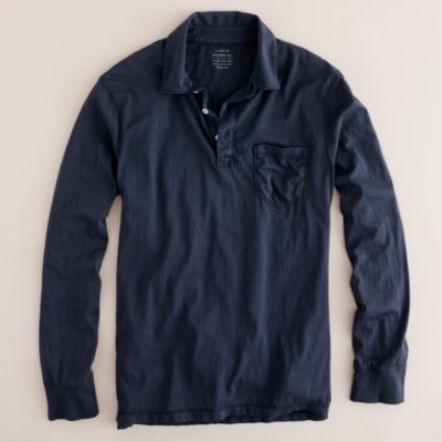 Broken-in long-sleeve pocket polo