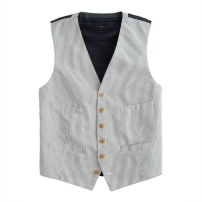 Ludlow suit vest in Japanese seersucker