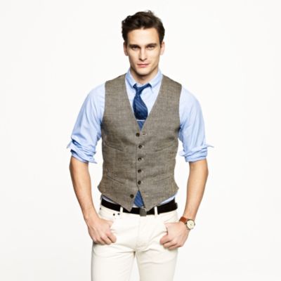 Ludlow vest in herringbone Italian linen