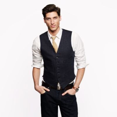 Ludlow vest in herringbone Italian linen