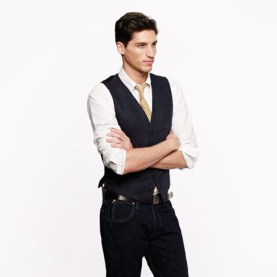 Ludlow vest in herringbone Italian linen