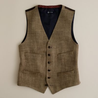 Linen herringbone suit vest