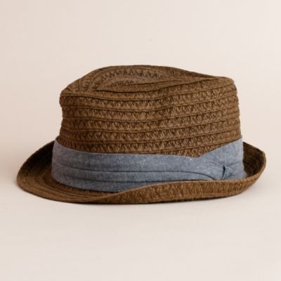 Straw trilby hat