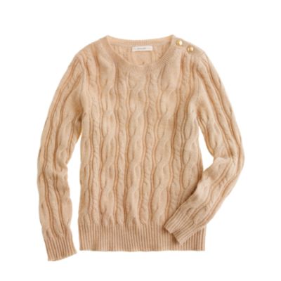 Girls' gold-button cable sweater