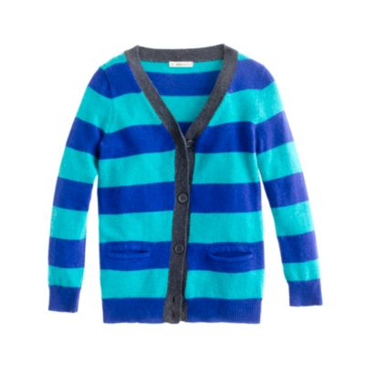 Girls' V-neck cardigan in stripe