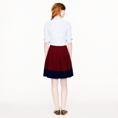 Pleated skirt in colorblock crepe