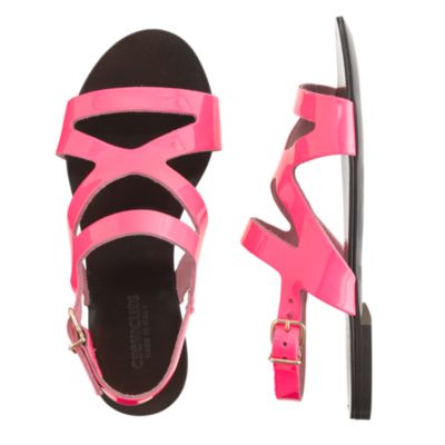 Girls' patent leather flat sandals