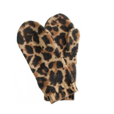 Girls' leopard mittens