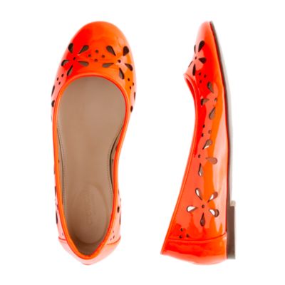 Girls' patent leather eyelet ballet flats