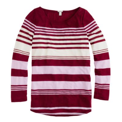 Multistripe long-sleeve boatneck tee