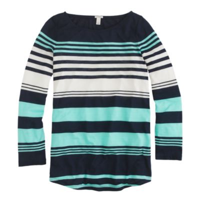 Multistripe long-sleeve boatneck tee