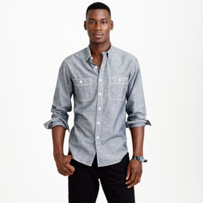 Grey chambray utility shirt