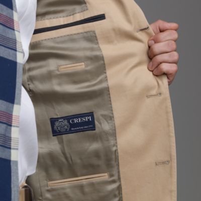 Aldridge three-button suit jacket with center vent in chino