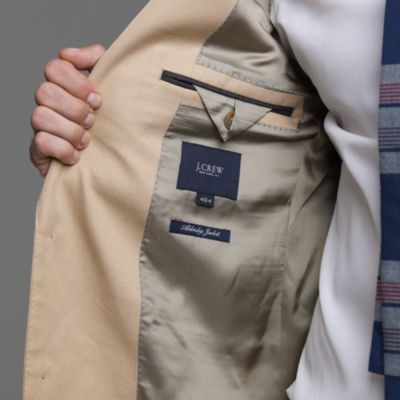 Aldridge three-button suit jacket with center vent in chino