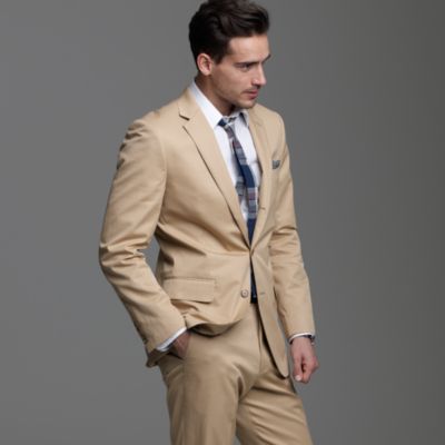 Aldridge three-button suit jacket with center vent in chino