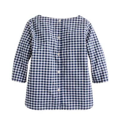 Girls' button-back shirt in gingham